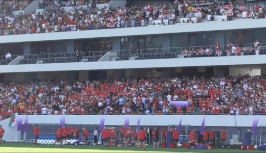 ラグビー ウェールズ代表 公開練習（@北九州）におけるウェールズ国歌での選手迎え入れ