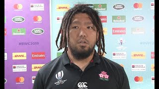 インタビューに答える堀江＝ラグビーＷ杯