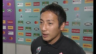 インタビューに答える流＝ラグビーＷ杯