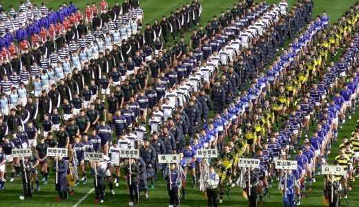 ＜開会式＞第99回全国高校ラグビー大会：花園ラグビー場