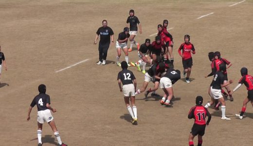 中学ラグビー　天理Ａ（黒）ＶＳ　東生野Ａ（赤）