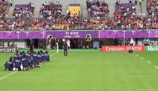 拍子木が選手入場の合図　オーストラリア対ウェールズ　ラグビーワールドカップ2019