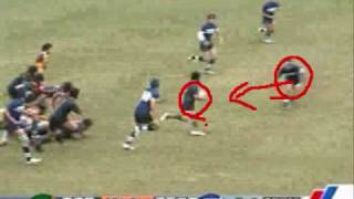 ラグビーのタックルで満足せずにボールの行方を確認して次のプレーへ
