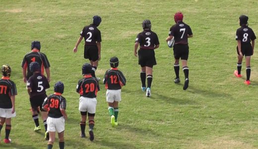 小学生ラグビー　岐阜県　関ラグビースクールＡチーム（黒）ＶＳ　豊田ラグビースクールＡチーム（緑）