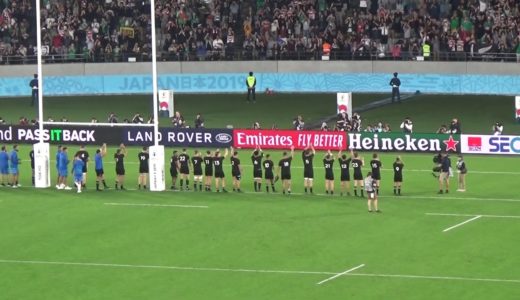 オールブラックス試合後お辞儀①ラグビーワールドカップニュージーランド×アイルランド2019/10/19東京スタジアムNew Zealand×Ireland Rugby World Cup 2019