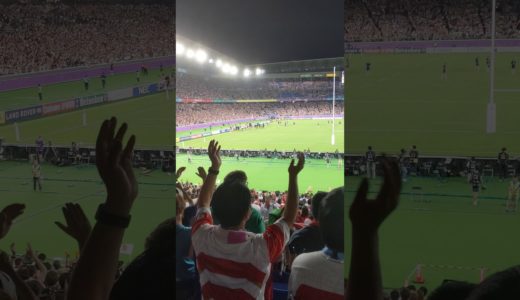 ラグビーワールドカップ 日本代表対スコットランド 試合終了後の感動シーン　馬と鹿