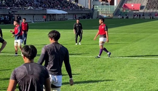 ラグビー対抗戦　2020 早明戦　試合前練習　明治　2