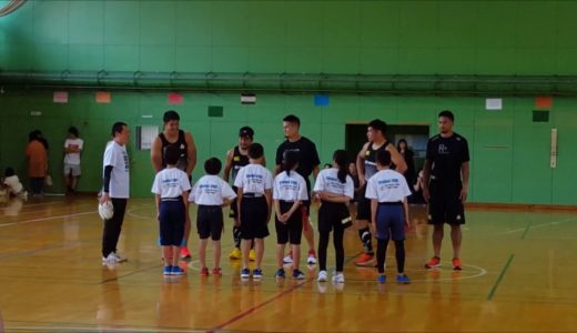 ジャパンと北海道網走市の小学生がタグラグビーで交流
