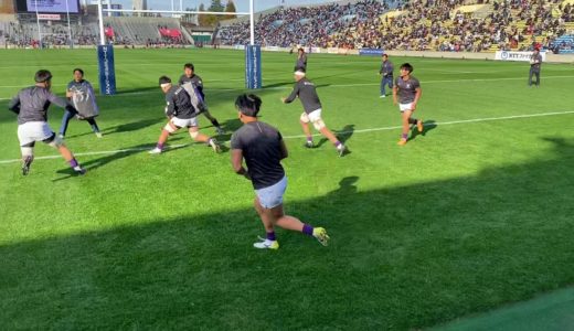 ラグビー対抗戦　2020　早明戦　試合前練習　明治