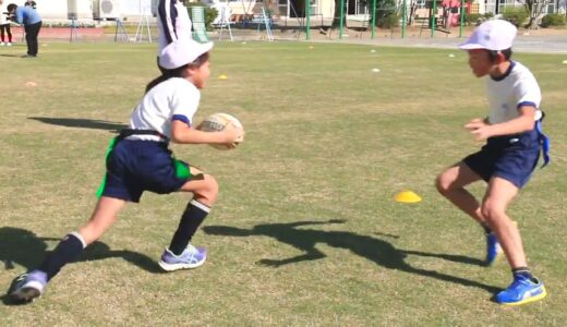 ゲームに向けた練習(1vs1)／はじめてのタグラグビー教室