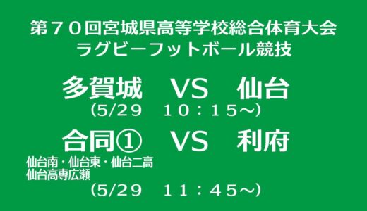 第７０回宮城県高等学校総合体育大会ラグビーボール競技１日目（１・２試合）