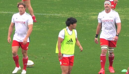 キアラン･リードとマイケル･フーパーの試合前の合同練習（ラグビートップリーグ2021プレーオフ準々決勝 トヨタ自動車 vs NTTドコモ）