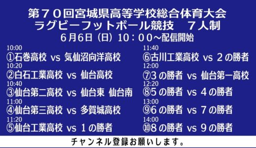 【7人制】第７０回宮城県高等学校総合体育大会ラグビーボール競技　7人