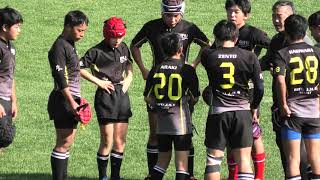 中学ラグビー　岐阜県中学校選抜Ⓐ（黒）VS　南信州JrRSⒶ（赤）2本目