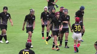 中学ラグビー　岐阜県中学校選抜Ａ（黒）ＶＳ　豊橋ラグビースクールＡ（水色）2本目