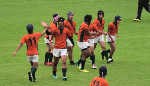 中学ラグビー　岐阜県スクール選抜（緑）ＶＳ　静岡県スクール選抜（オレンジ）