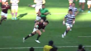 第56回全国大学ラグビー大会決勝 早稲田11年ぶり日本一！≪早大45－35明大≫前半26分：早稲田CTB長田智希が中央を突破し約40メートル走り切り大きな追加点≪17-0≫