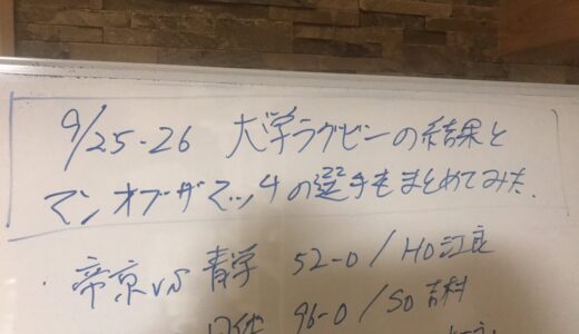 9月25・26日の大学ラグビー結果とマンオブザマッチの選手をまとめてみた