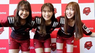 ＮＭＢ48渋谷凪咲＆加藤夕夏＆原かれん、ラグビーの「勝利のビーナス」に！（公式アンバサダー就任式 ＮＴＴドコモレッドハリケーンズ大阪／渋谷凪咲 加藤夕夏 原かれん ローレンス・エラスマス）