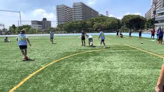 【山本式タッチラグビー練習方法】スクープ前の良いダウンの仕方、正面タッチの仕方
