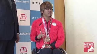 【車いすラグビー】パラリンピック銅メダル池崎大輔「パリで頂点に立てるように」故郷函館で誓い (21/10/22 18:45)