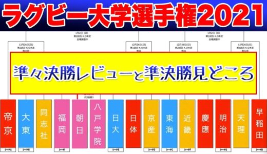 激闘！ラグビー大学選手権準々決勝レビューと1月2日準決勝の見どころを ＜帝京vs同志社＞＜日大vs京都産業＞＜東海vs慶應＞＜早稲田vs明治＞2021