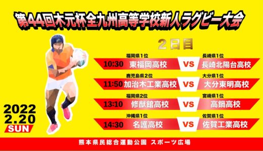 2/20（日）　令和3年度第44回木元杯全九州高校ラグビーフットボール新人大会　3試合