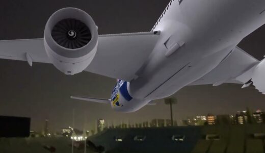 『JALラグビーナイト』日本航空415便アークス特別ラッピング飛行機がハワイから秩父宮ラグビー場へ
